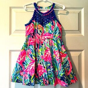 Lilly Pulitzer 🦩✨🌴 Summer Flamingo Print Dress Toddler Girl Size 5